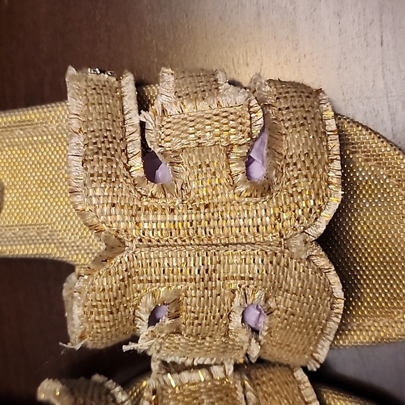 Sam Edelman Gold Sandals H-Style Bay Frey 2 Slip-On sz 9.5 - Picture 5 of 9